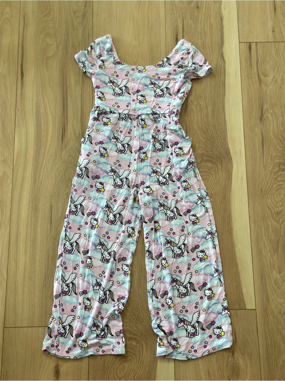 Posh Peanut Hello Kitty Unicorn Bamboo Ruffle Jumpsuit Pajamas Size 5T-6T